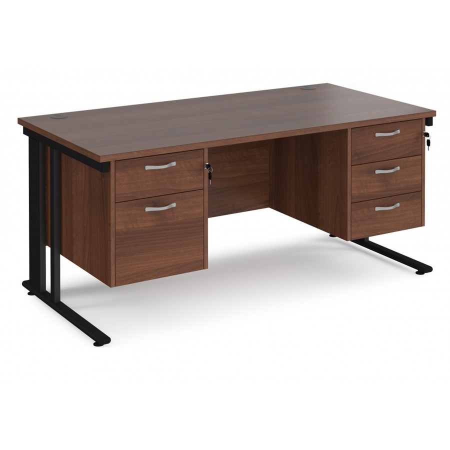 Maestro Cable Managed Desk With Twin Drawer Pedestals